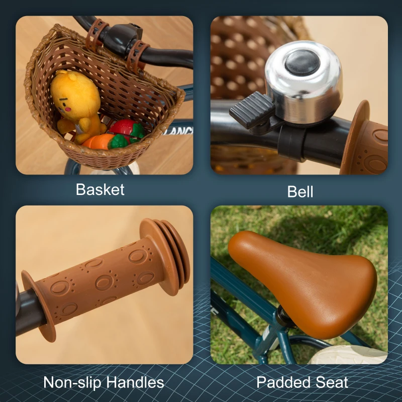 HOMCOM 12 Inch Kids Balance Bike Toddler No Pedal Training Bicycle with Rubber Tires Adjustable Handlebar Bell for 3-6 Year Old, Blue