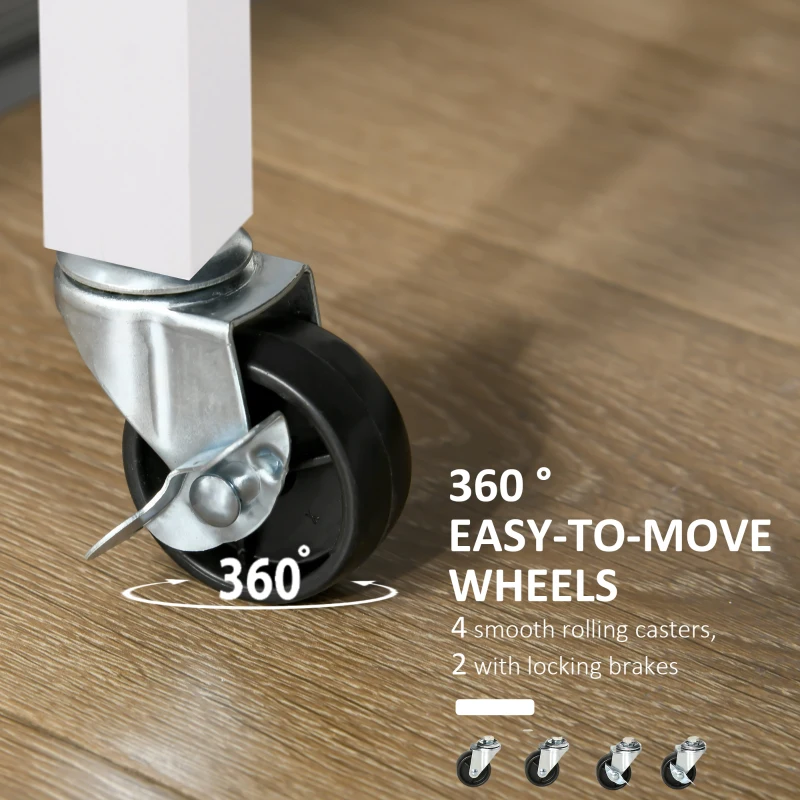 HOMCOM Kitchen Trolley on Wheels, Shelves Towel Rail 2 Drawers Wine Glass Rack