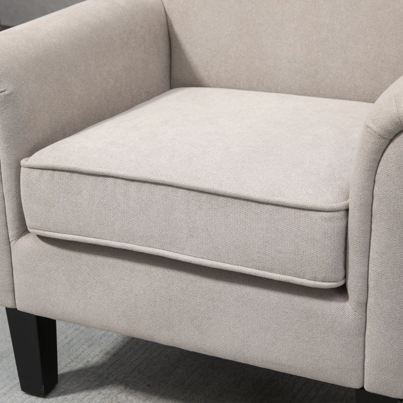 HOMCOM Poltrona Estofada em Tecido Poltrona Relax com Apoio para os Braços Assento Amovível e Lavável Pés de Madeira 79x78x87cm Cinza
