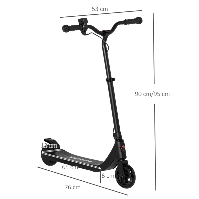 HOMCOM Electric Scooter, 120W Motor E-Scooter with Battery Display, Adjustable Height, Rear Brake for Ages 6+ Years - Black