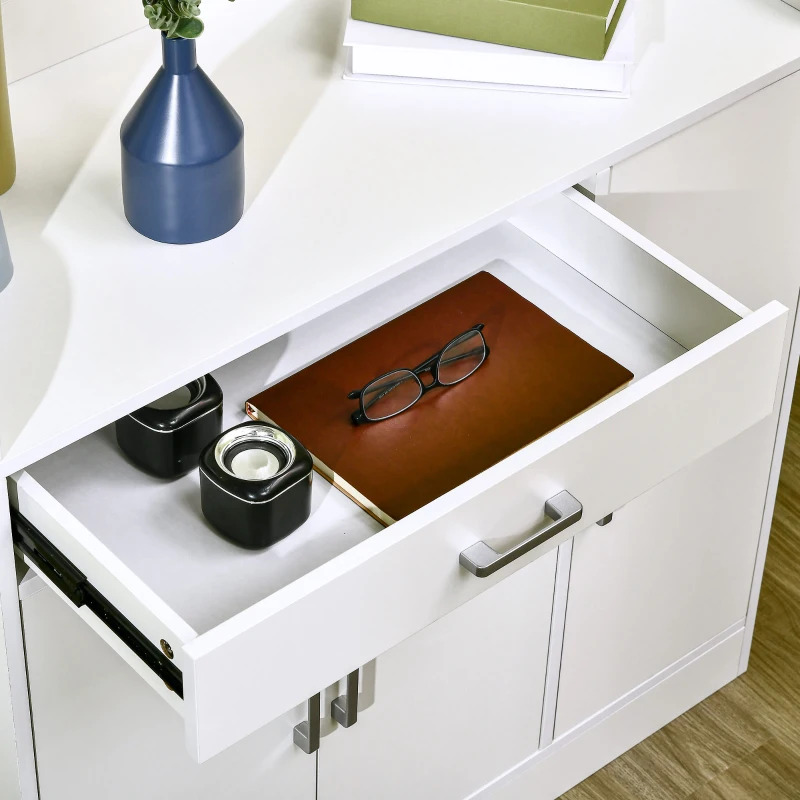 HOMCOM Modern Sideboard with Storage Cabinet, Floor Cupboard with Drawer for Living Room, Bedroom, Hallway, White