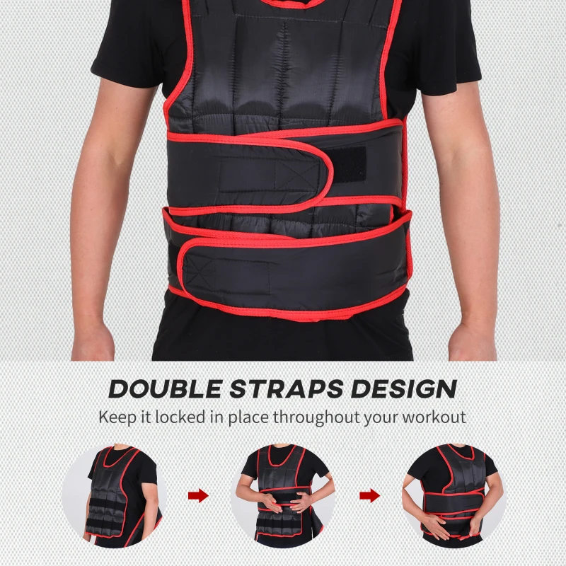 HOMCOM 10kg Adjustable Metal Sand Weight Vest Red
