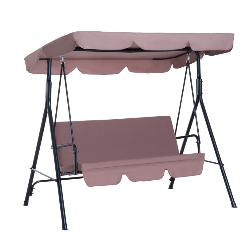 Outsunny Hollywoodschaukel Gartenschaukel Schaukelbank 3-Sitzer mit Dach Stahl Braun 172 x 110 x 153 cm