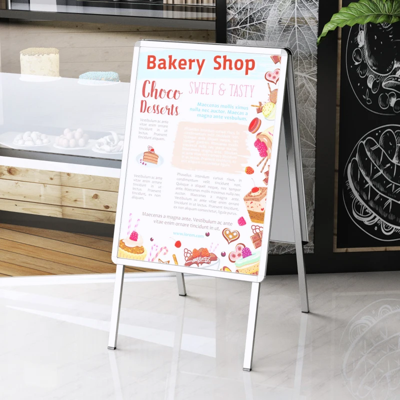 HomCom, panou publicitar pliabil cu 2 fete, 64x8x121 cm