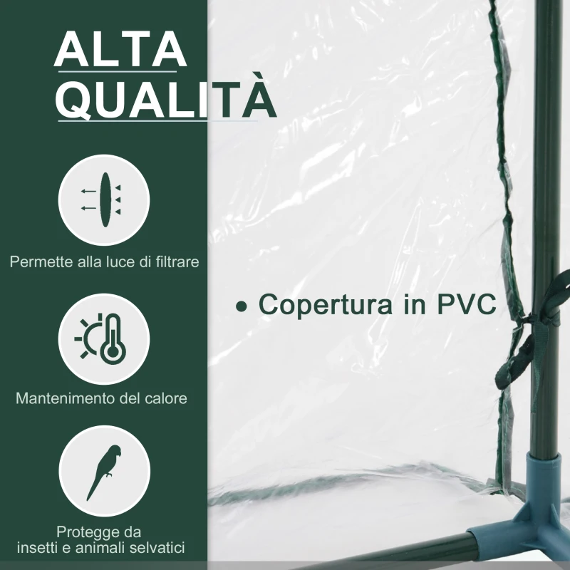 Outsunny Serra da Giardino a Tunnel in PVC Telaio in Acciao Trasparente, 200x100x80cm