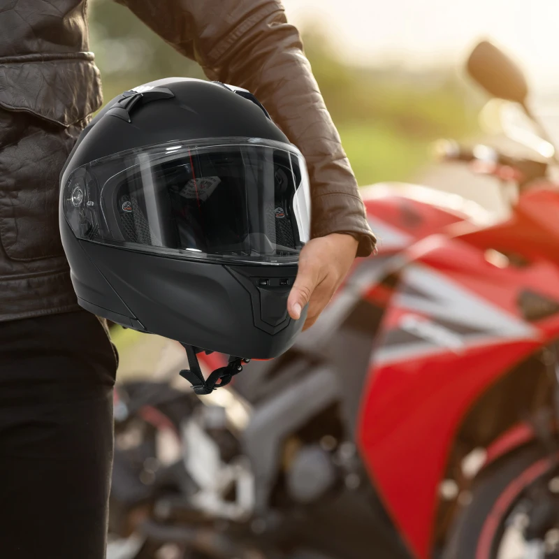 HOMCOM Casco Moto Integrale con Visiera Esterna e Parasole, Slot per Bluetooth e Certificato ECE R22, Taglia XL 61/62cm, Nero