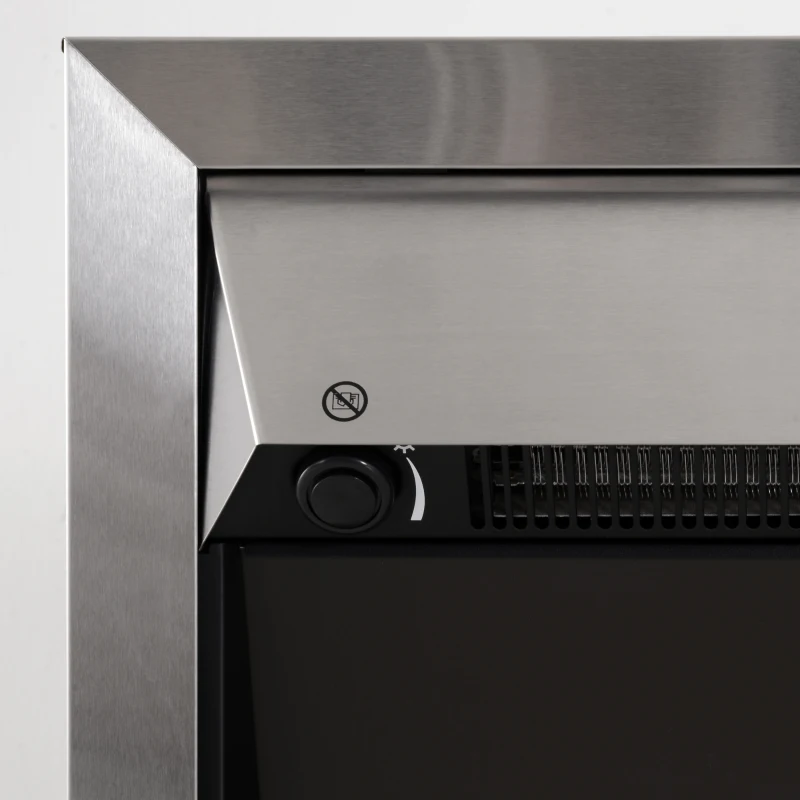 HOMCOM Installing Electric Fireplace, 2000W, Pebble Burning Effect Heater Fire Flame Indoor LED Lighting - Stainless Steel