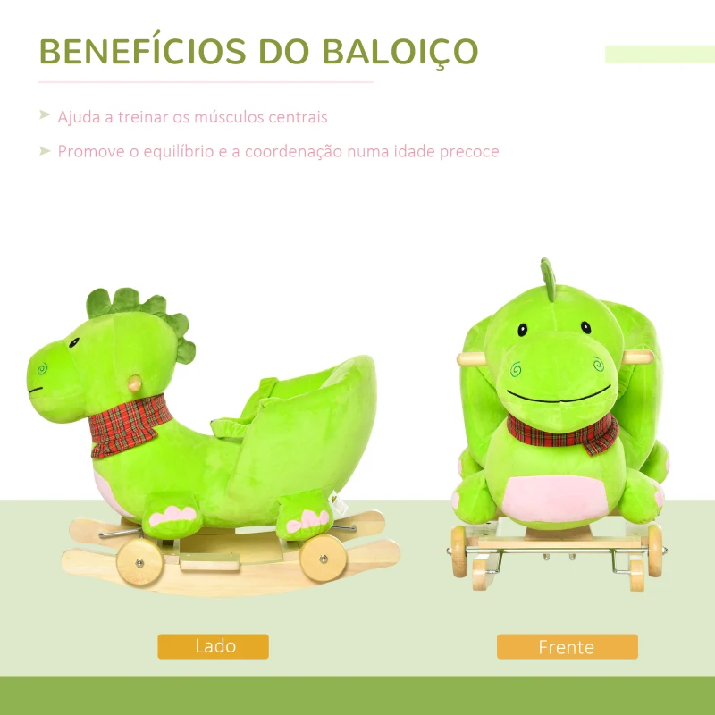 HOMCOM Cavalo de Balanço para Crianças Acima de 18 Meses de Madeira com Rodas 60x32x52 cm
