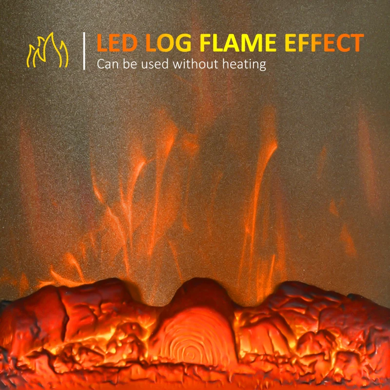 HOMCOM Electric Fireplace Heater, Freestanding 1000W/2000W Fireplace, w/ LED Screen, Remote included Quiet Heater Ideal for 25m² Indoor Use, Black