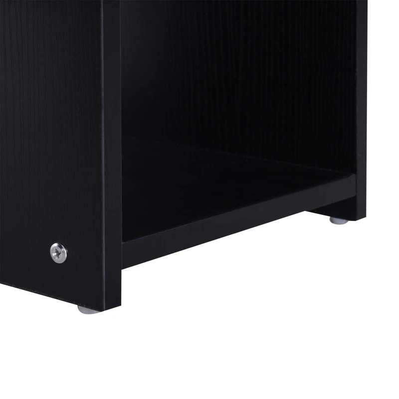 HOMCOM Compact Small Computer Table Wooden Desk Keyboard Tray Storage Shelf Modern Corner Table Home Office Black