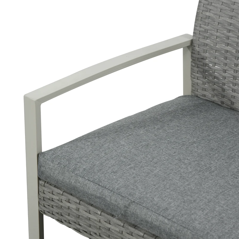 Outsunny Polyrattan Sitzgarnitur für 4 Personen Sitzgruppe Gartenset Gartenmöbel Set Metall Grau
