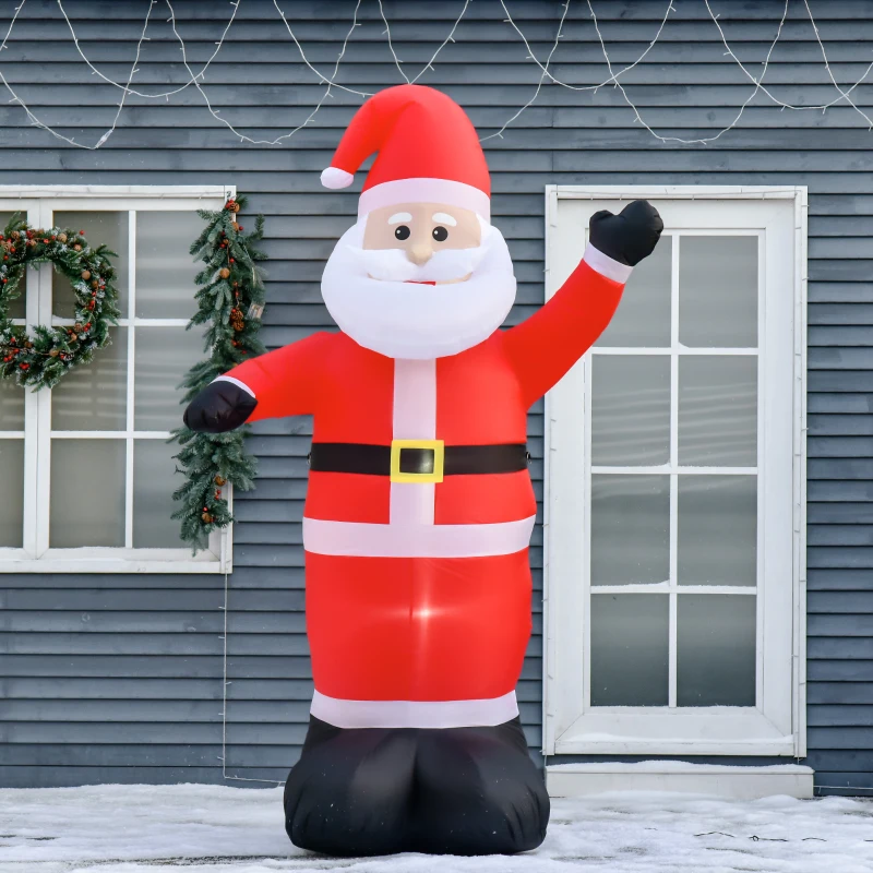 HOMCOM 8ft Inflatable Christmas Santa Claus Xmas Decoration with LED Holiday Air Blown Yard Outdoor Décor