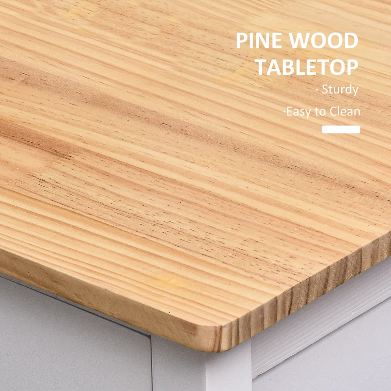 HOMCOM Kitchen Trolley on Wheels, Shelves Towel Rail 2 Drawers Wine Glass Rack