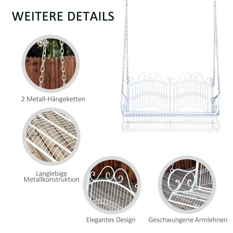Outsunny wisząca ławka huśtawka ogrodowa huśtawka z metalowym