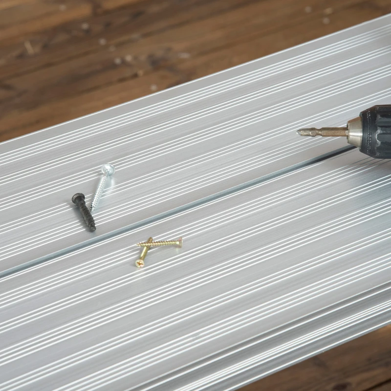 DURHAND Platforma de lucru pliabila pentru treburile casnice cu 4 picioare de protectie, aliaj de aluminiu, 128x41x60 cm, argintiu