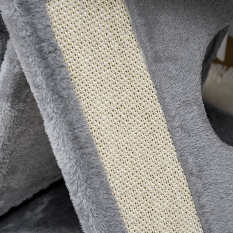 PawHut Árvore Arranhador para Gatos Altura com Cama Caverna Rede Bola Suspensa Postes e Rampa de Sisal 50x40x111cm Cinza