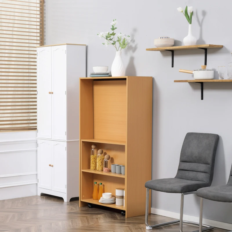 HOMCOM Masa de sufragerie pliabila moderna, bufet extensibil pentru spatii mici, locuri pana la 3 persoane, natural