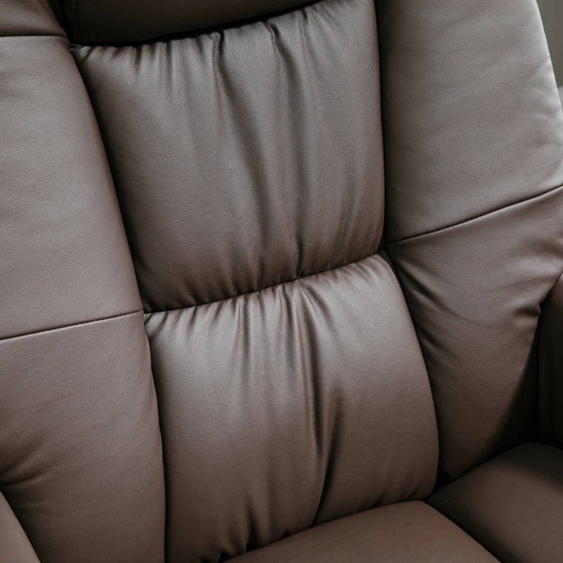 HOMCOM Scaun rabatabil si otoman cu baza infasurata, scaun pivotant din piele PU cu suport pentru picioare pentru sufragerie, dormitor si birou, maro