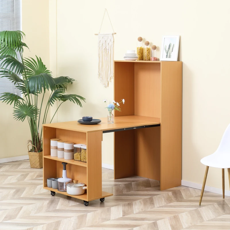 HOMCOM Masa de sufragerie pliabila moderna, bufet extensibil pentru spatii mici, locuri pana la 3 persoane, natural