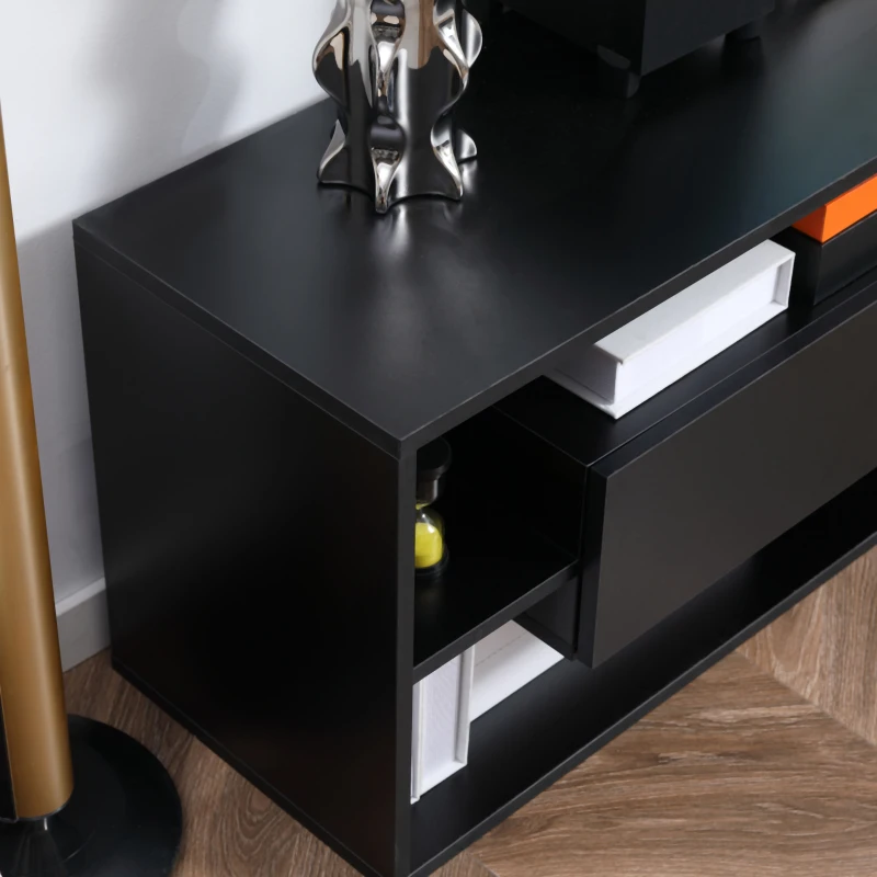 Homcom Suport TV Modern 130 cm cu Dulapuri si Rafturi – Negru