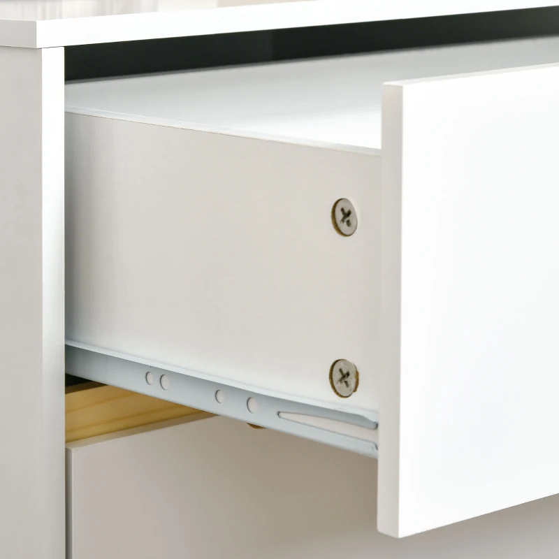 HOMCOM Mesa de Cabeceira com 2 Gavetas e Pés de Madeira Mesa de Cabeceira para Dormitório Estilo Moderno 50x40x50,5cm Branco