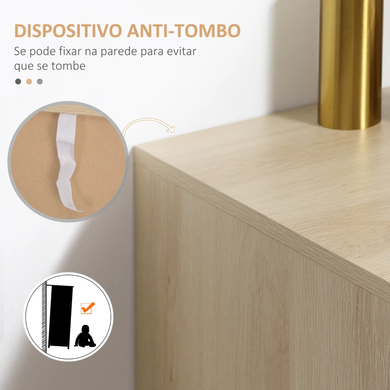 HOMCOM Aparador com 2 Portas de Rede e Prateleiras Ajustáveis Armário Estilo Cannage Anti-Tombo 73x41x102cm Madeira