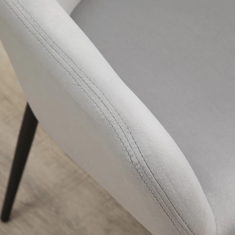 HOMCOM Set de 2 scaune de sufragerie, decorative din material textil din catifea, gri deschis