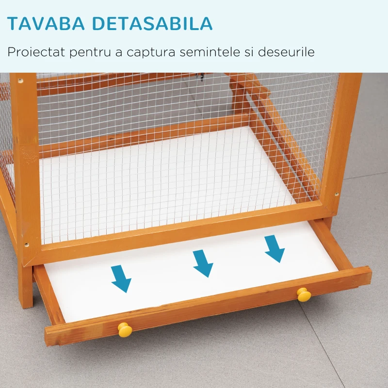 PawHut Cotet Exterior pentru Pasari – Lemn cu Tava