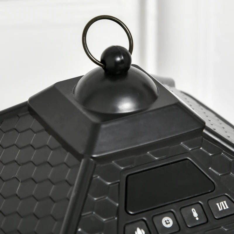 HOMCOM Chimenea Eléctrica 700W/1000W Calentador con Llama Realista Pantalla LED y Control Remoto 16x16x31 cm Negro