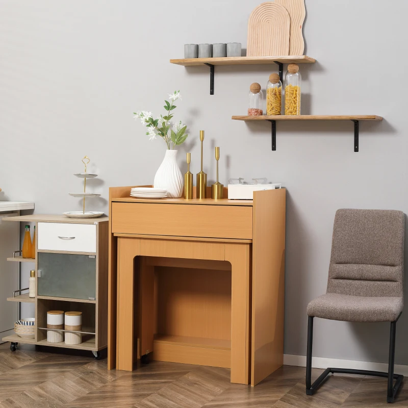 Homcom Masa Sufragerie – Pliabila & Extensibila, Design Natural