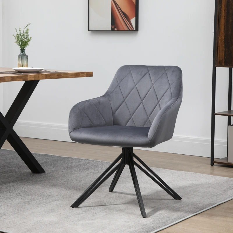 Krzesło akcentujące HOMCOM w stylu retro aksamitny wygląd 58 cm x 60,5 cm x 77,5 cm stalowo-szary