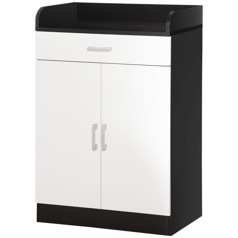 HOMCOM Dulap cu sertar si raft reglabil, din MDF, 60x40x90cm, Alb Negru