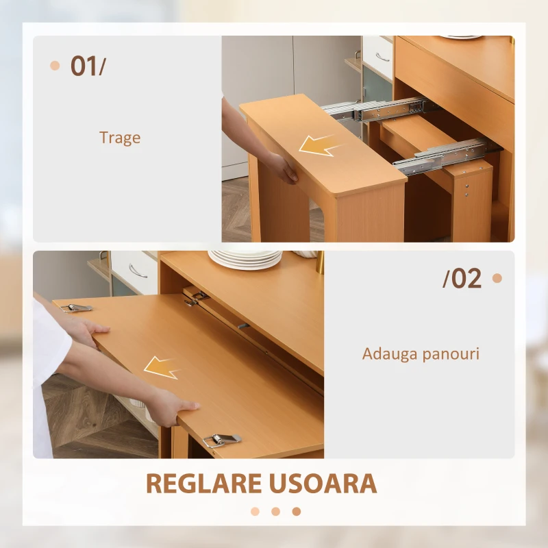 Homcom Masa Sufragerie – Pliabila & Extensibila, Design Natural