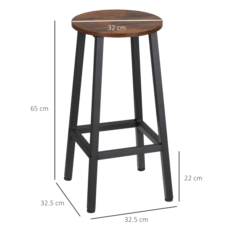 HOMCOM Set 2 scaune de bar, de bucatarie cu suport pentru picioare, maro rustic