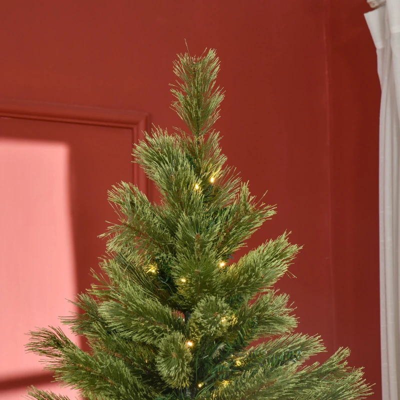 HOMCOM Pom de Craciun artificial cu ramuri realiste, 908 de varfuri si 350 de lumini LED albe calde, decor de Craciun, verde