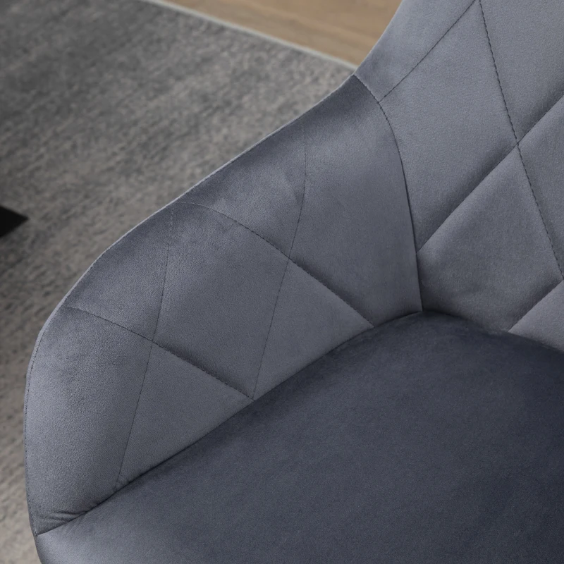 Krzesło akcentujące HOMCOM w stylu retro aksamitny wygląd 58 cm x 60,5 cm x 77,5 cm stalowo-szary