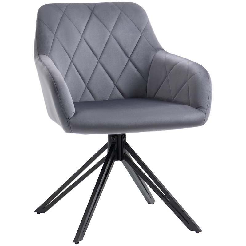HOMCOM Akzentstuhl im Retro-Design Samtoptik 58 cm x 60,5 cm x 77,5 cm Stahl Grau