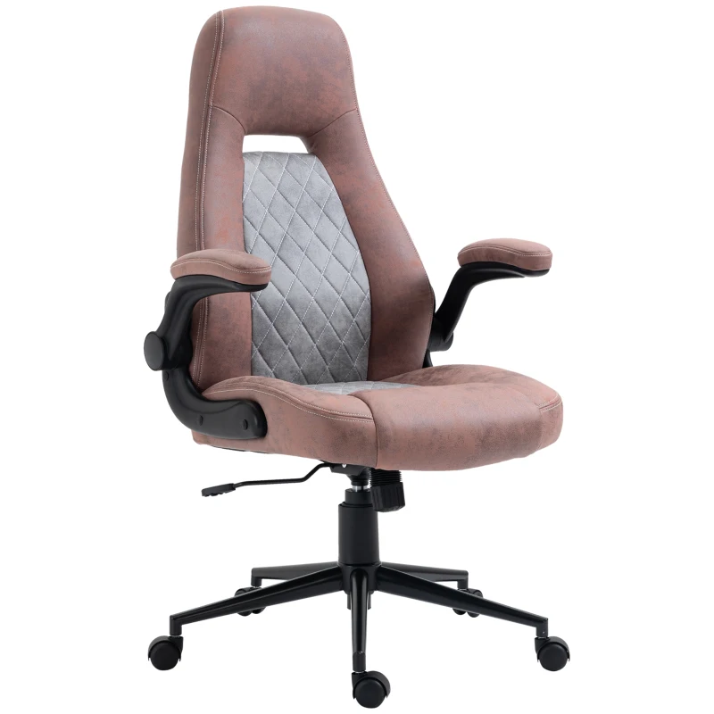 Vinsetto Scaun de birou din piele PU, reglabil pe inaltime, functie de inclinare, roti pivotante, gri deschis, 67 x 70 x 114-124 cm