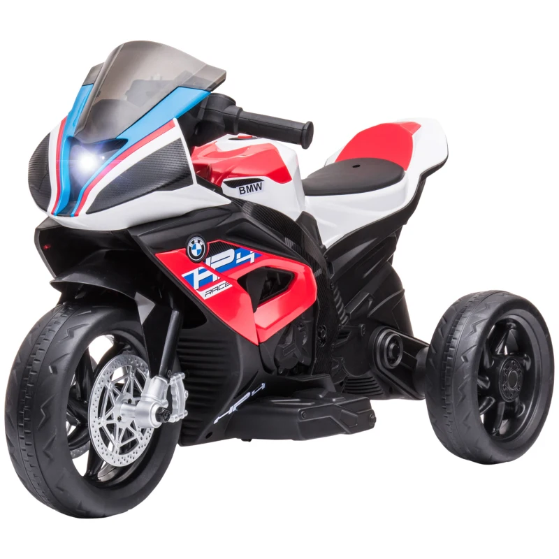HOMCOM Motocicleta electrica pentru copii BMW HP4 cu licenta cu 3 roti 6V Motocicleta alimentata cu baterii cu muzica pentru fete baieti 18 - 60 luni, rosu