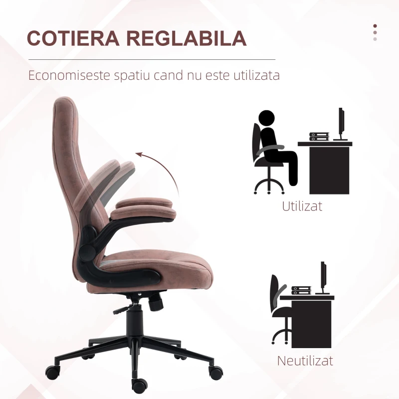 Vinsetto Scaun de birou din piele PU, reglabil pe inaltime, functie de inclinare, roti pivotante, gri deschis, 67 x 70 x 114-124 cm