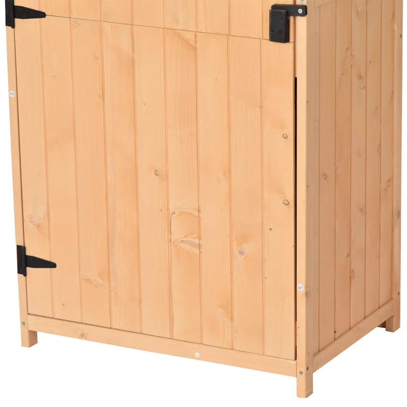 Outsunny® Gartenhaus Gerätehaus Geräteschuppen mit Fachböden Asphaltdach Fenster Holz Natur 77 x 54,2 x 179 cm
