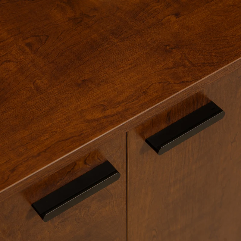HOMCOM Dulap tip bufet rustic, dulap de bucatarie cu usi, 3 sertare si rafturi reglabile pentru living, sufragerie, maro