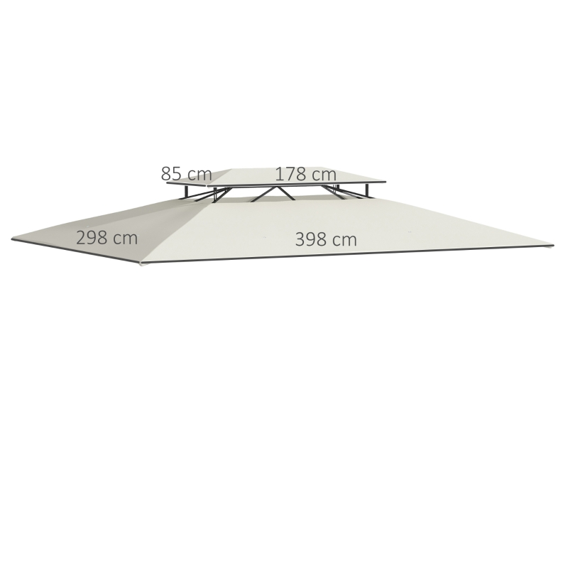 Outsunny Toldo de Substituição 4x3m para Pérgola de Jardim 2 Níveis Respirável com 8 Orifícios de Drenagem Cobertura Superior de Substituição para Pérgola Exterior Bege