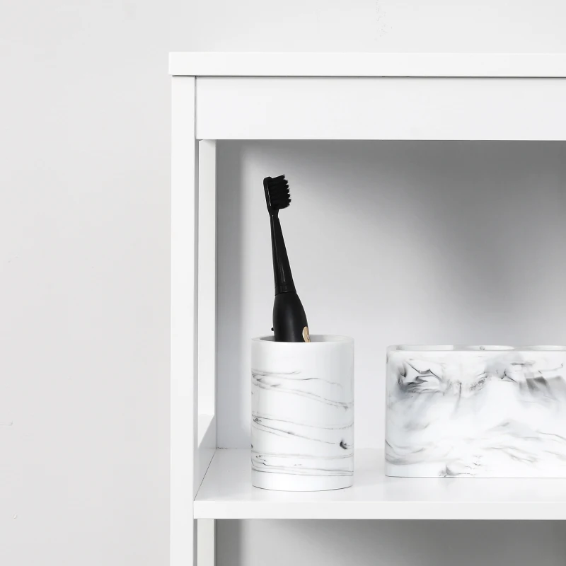 kleankin Estante para Casa de Banho de 5 Níveis Móvel Auxiliar de Armazenamento Anti-Tombamento 30x30x140cm Branco