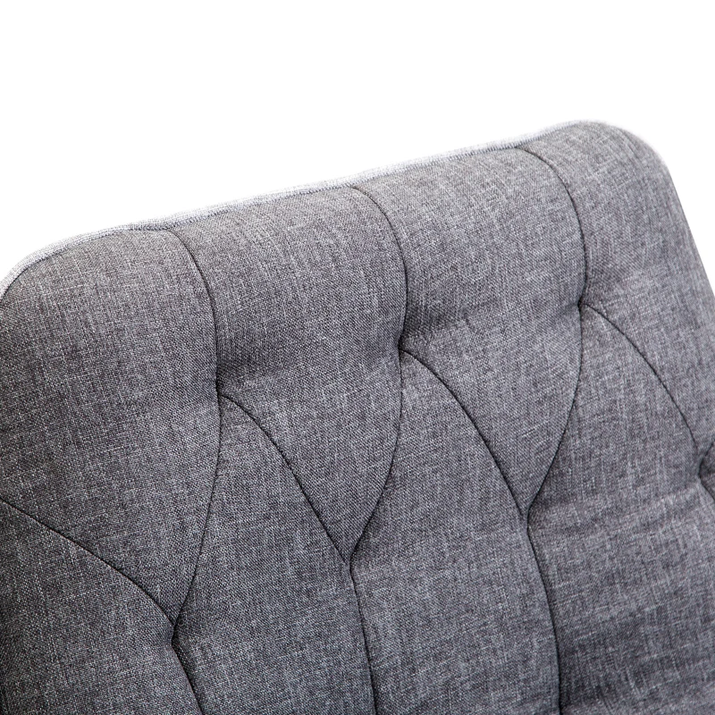 HOMCOM Linen Office Chair, Mid Back Computer Desk Chair with Adjustable Height, Grey