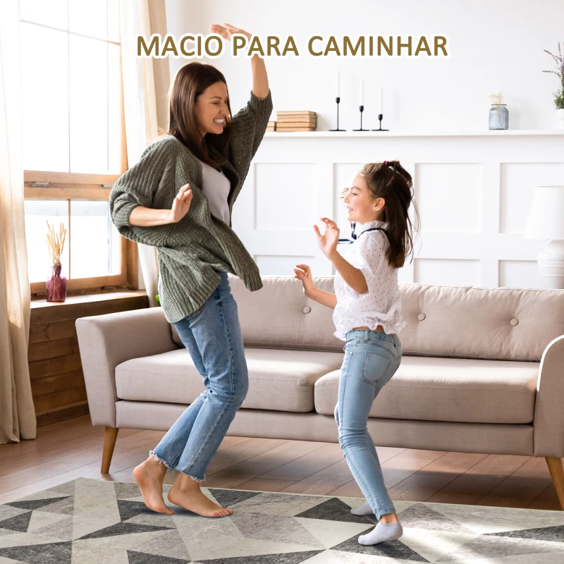 HOMCOM Tapete de Sala de Estar Moderno 230x160cm Tapete Geométrico com Base Antiderrapante Multicor