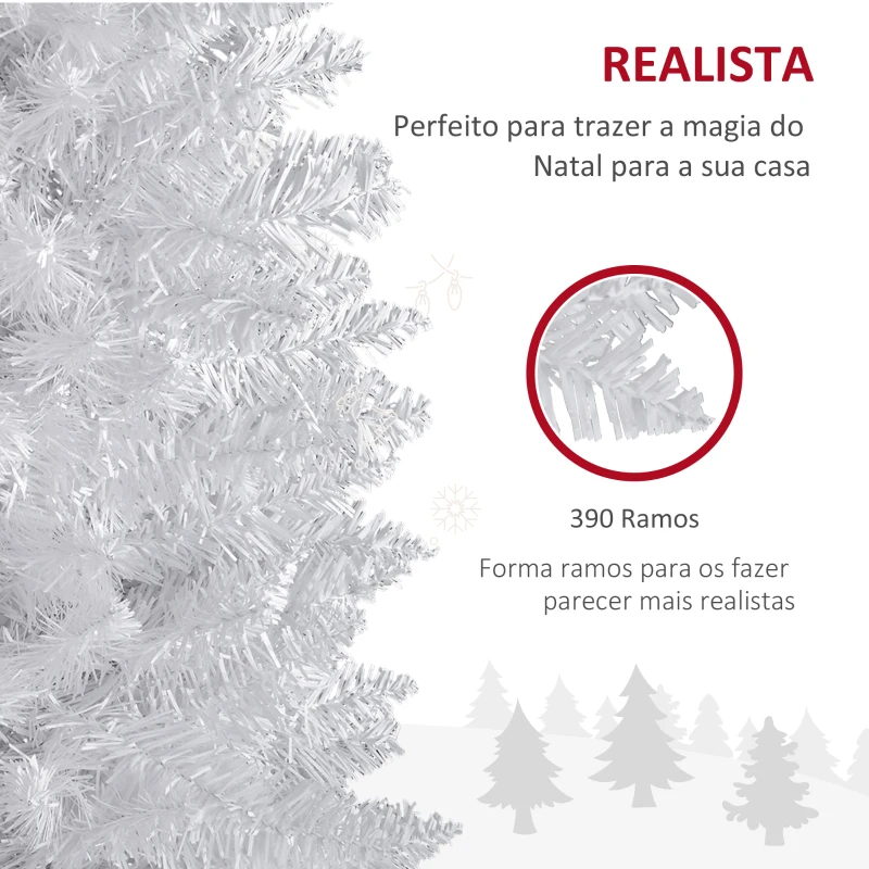 HOMCOM Árvore de Natal Artificial 180cm Ignífugo com 390 Ramos de PVC Decoração de Natal para Interiores Verde