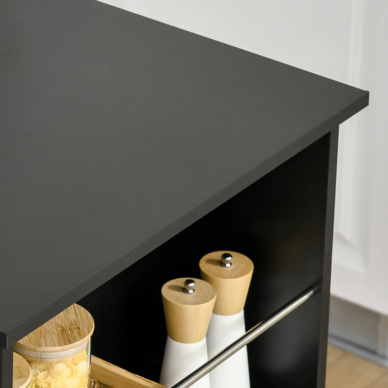 HOMCOM masa de bucatarie, 3 rafturi, 112x57x106cm, negru(m-10)