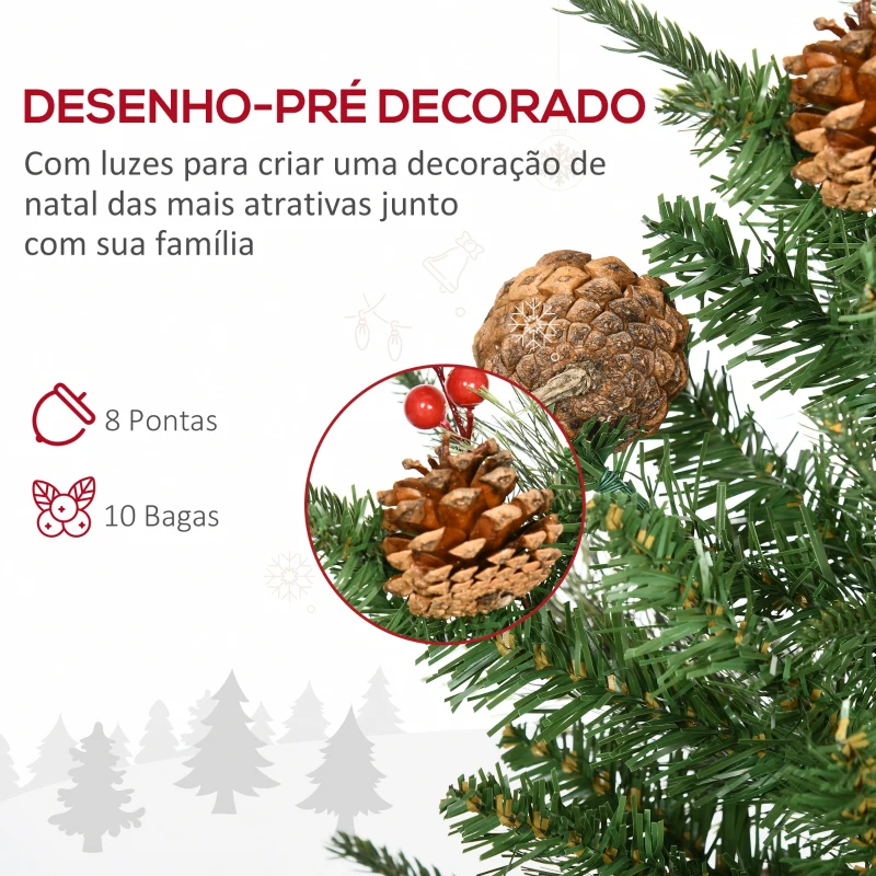 HOMCOM Conjunto de 2 Árvores de Natal Artificial 90cm com Vaso Ignífugo com 110 Ramos 70 Bagas 8 Pinhas e Folhas de PVC Verde