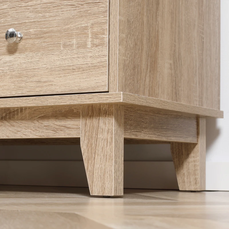 HOMCOM Aparador de Cozinha com 2 Portas de Vime 3 Gavetas e Prateleira Aberta Móvel Buffet Auxiliar 110x40x76cm Carvalho